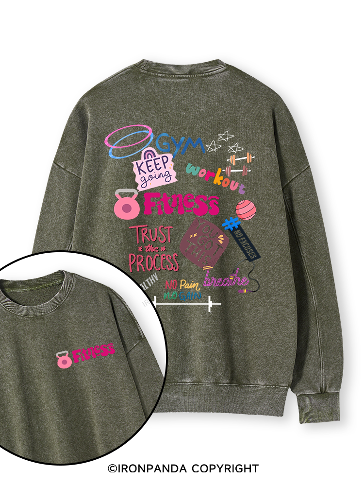 Fitness Double-Sided Printed Washed Sweatshirt