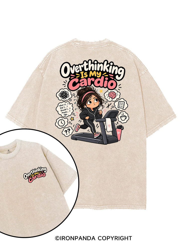 OVERTHINKING IS MY CARDIO FUNNY WORKOUT printed Gym Shirt