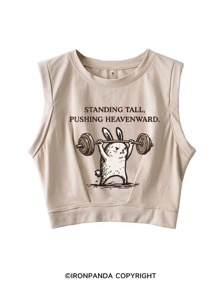 STANDING TALL, PUSHING HEAVENWARD SLEEVELESS CROP TOPS