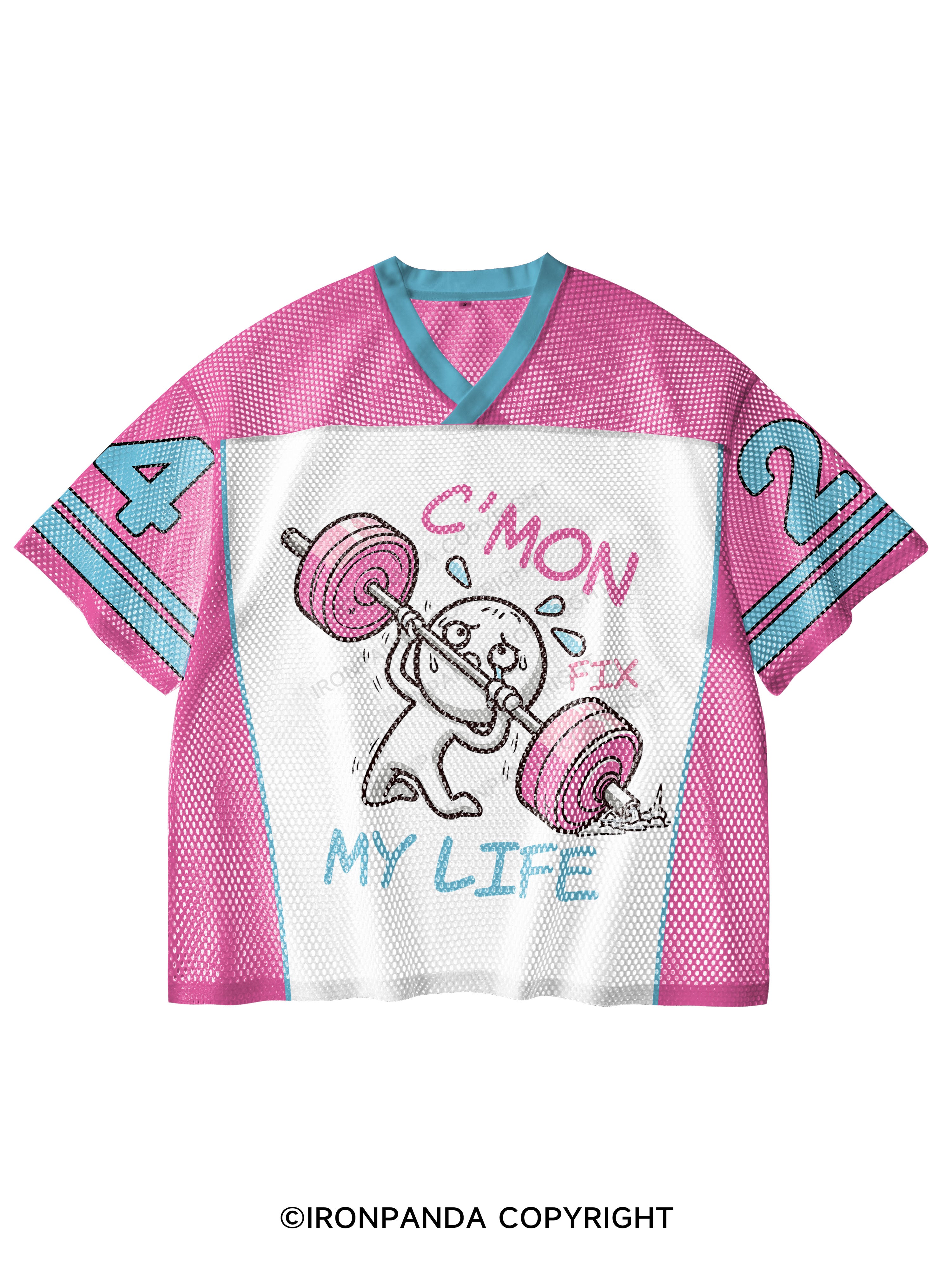 C'MON, FIX MY LIFE V-Neck Open Hole Mesh Top