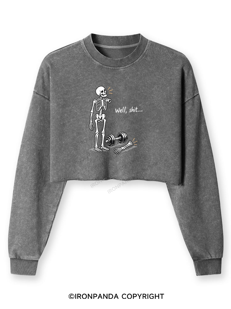 Well Shit Skeleton Washed Long-Sleeve Crop Top