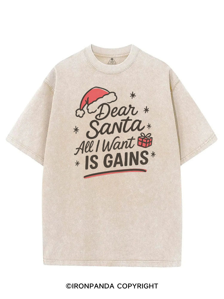 DEAR SANTA ALL I WANT IS GAINS VINTAGE GYM SHIRT