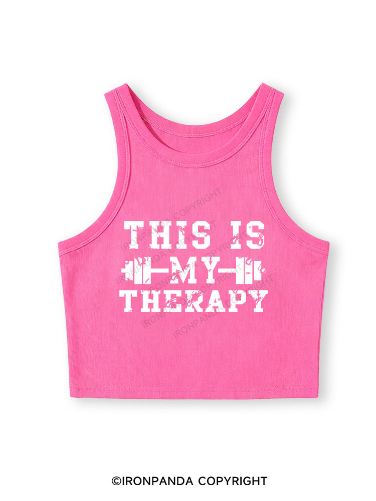 THIS IS MY THERAPY Fitted Crop Tank Top