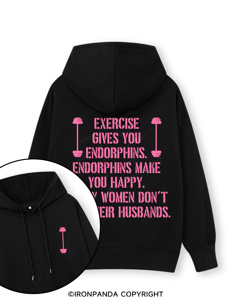 EXERCISE GIVES YOU ENDORPHINS PINK Double-Sided Printed Classic Gym Hoodie