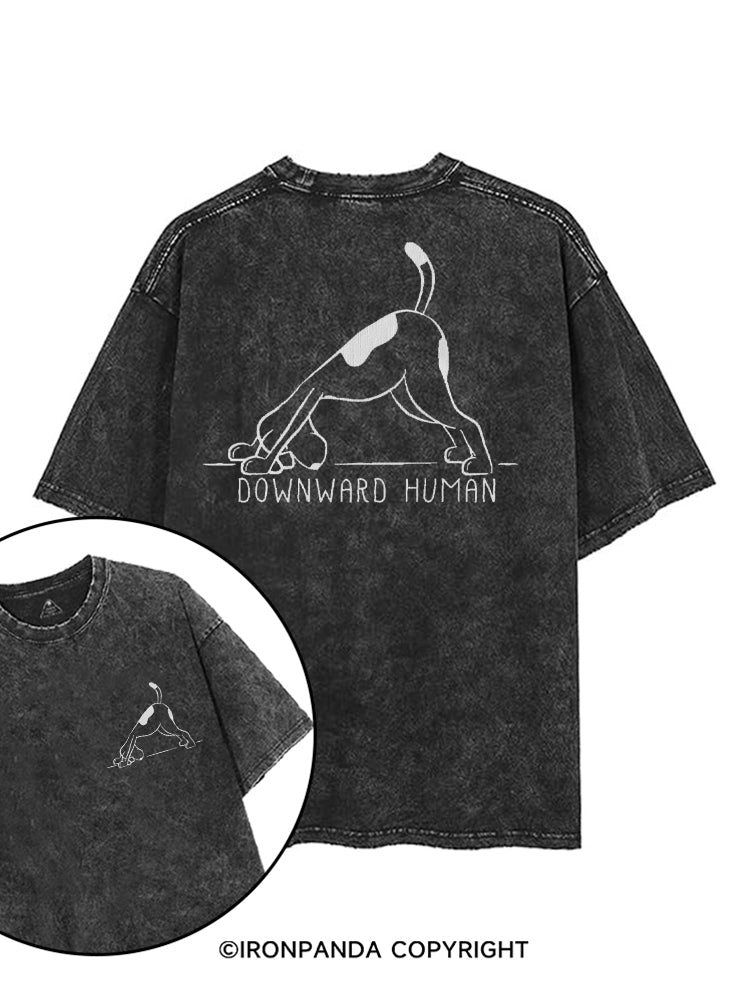 Downward Human Cute Dog printed Gym Shirt