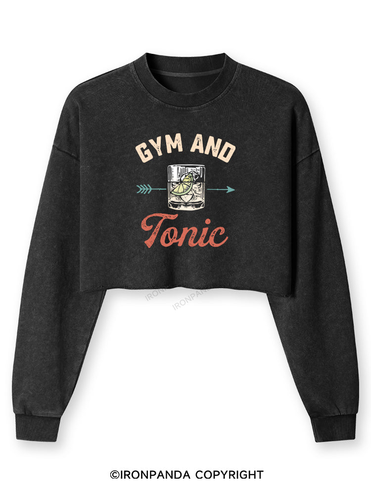 GYM AND TONIC GIN Washed Long-Sleeve Crop Top