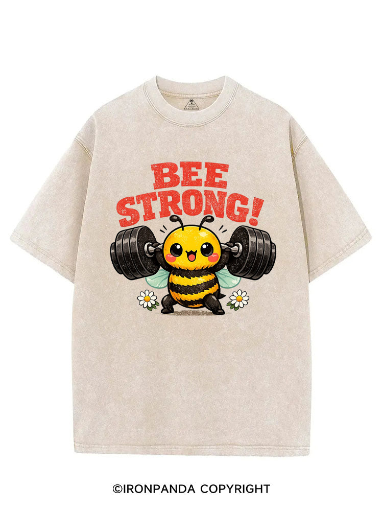 BEE STRONG CUTE FITNESS BUMBLEBEE VINTAGE GYM SHIRT
