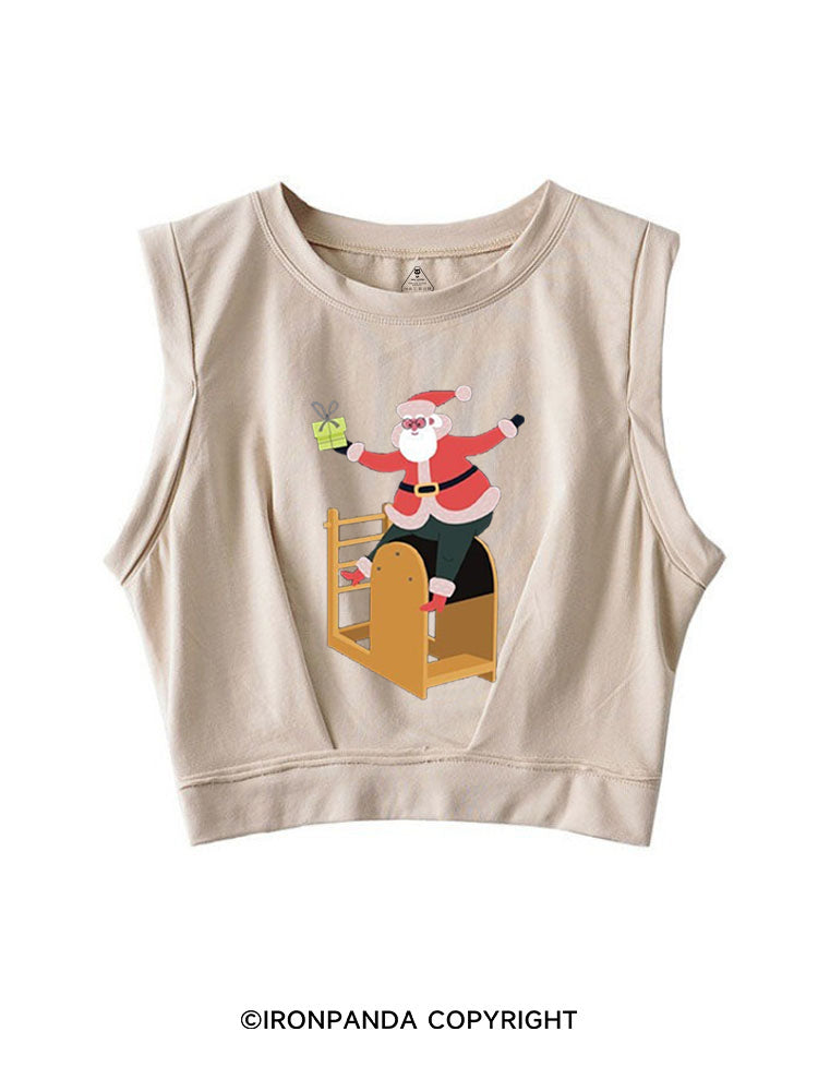 CHRISTMAS SANTA CLAUS PILATES SLEEVELESS CROP TOPS