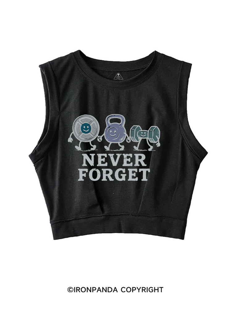 NEVER FORGET FITNESS SLEEVELESS CROP TOPS