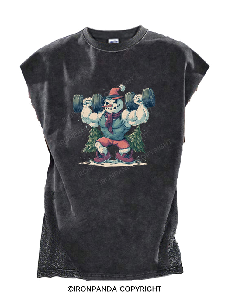FUNNY GYM SNOWMAN Cut Off Tank