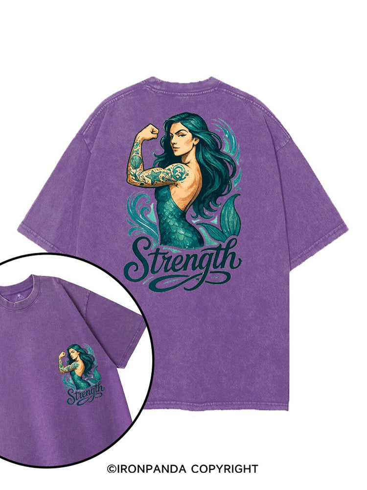 STRENGTH MUSCLE MERMAID printed Gym Shirt