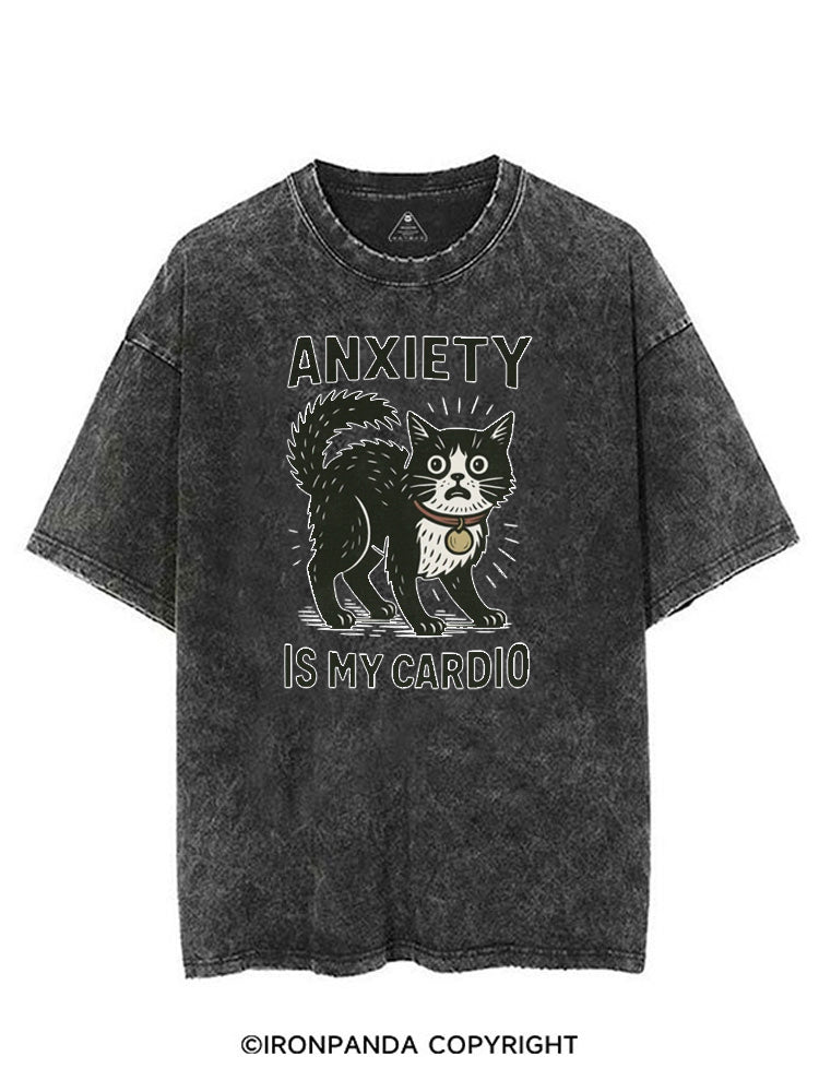 ANXIETY IS MY CARDIO CUTE KITTY VINTAGE GYM SHIRT