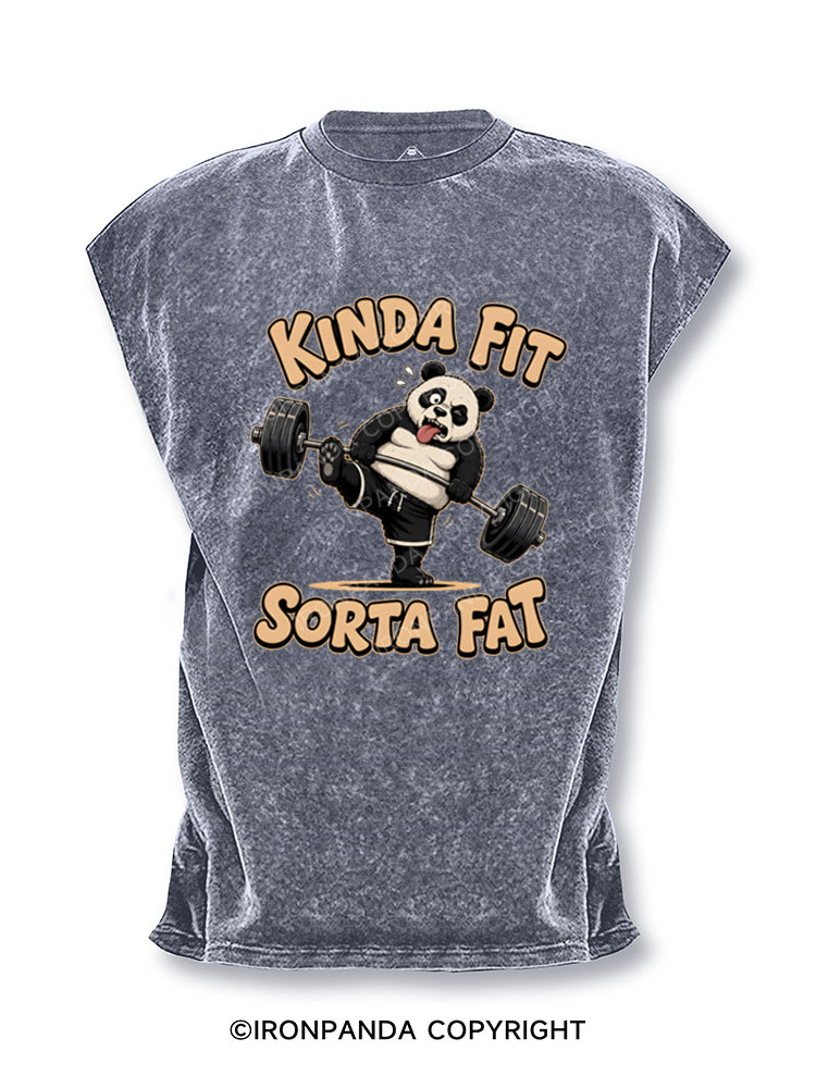 Kinda Fit Sorta Fat Funny Panda Cut Off Tank
