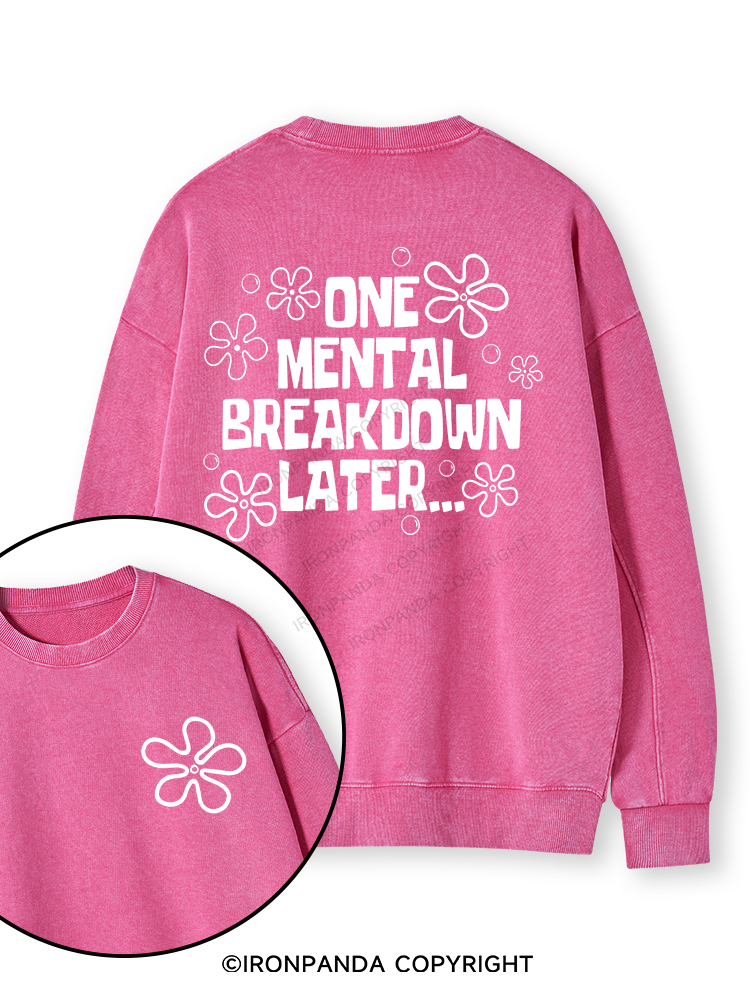 ONE MENTAL BREAKDOWN LATER Double-Sided Printed Washed Sweatshirt