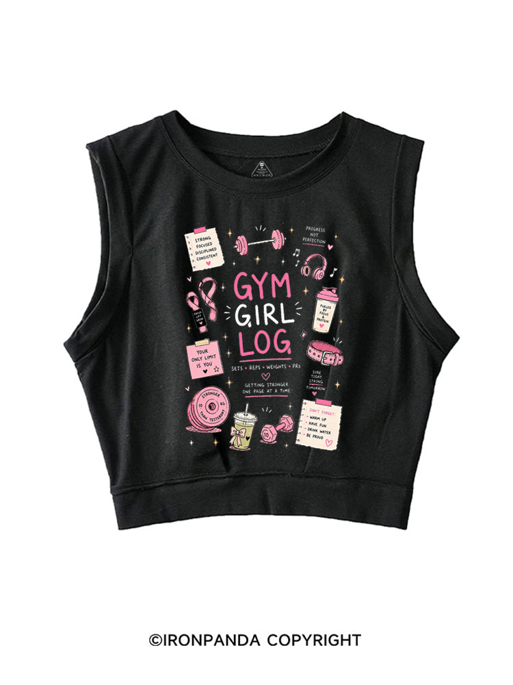 GYM GIRL LOG SETS REPS WEIGHTS PRS SLEEVELESS CROP TOPS