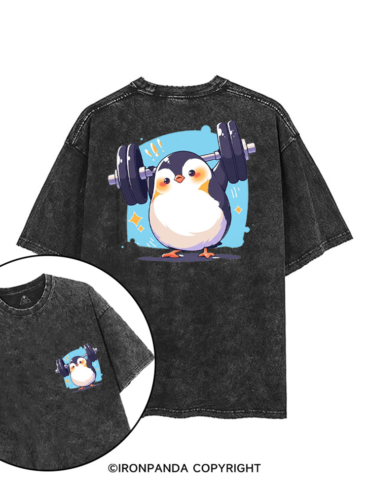 PENGUIN POWER WEIGHTLIFTING CLUB printed Gym Shirt
