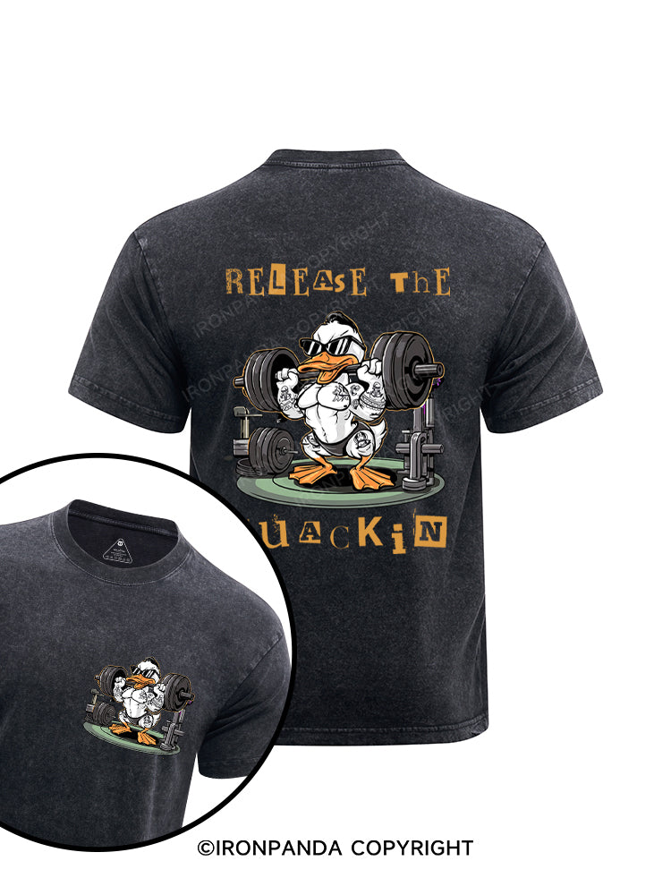 STRONG DUCK RELEASE THE QUACKIN Printed Washed Gym Shirt