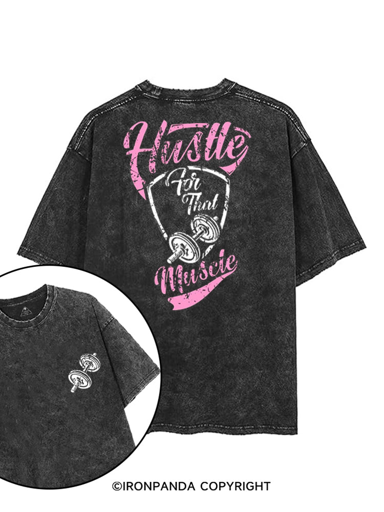HUSTLE FOR THAT MUSCLE FUNNY GYM PINK printed Gym Shirt