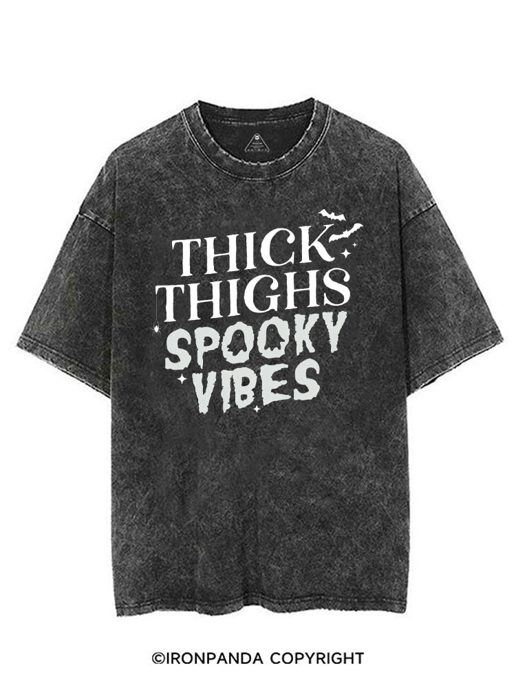 THICK THIGHS SPOOKY VIBES GHOST GYM VINTAGE GYM SHIRT