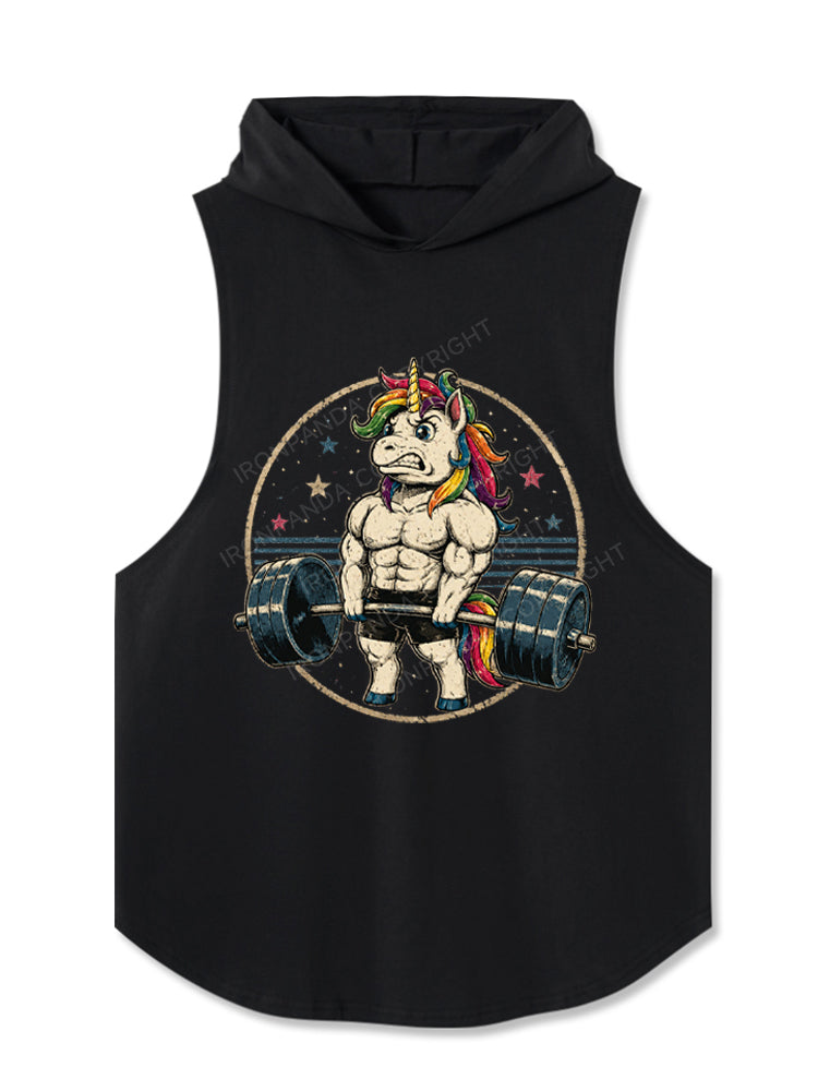 Retro Muscular Unicorn Deadlift Hooded Tank