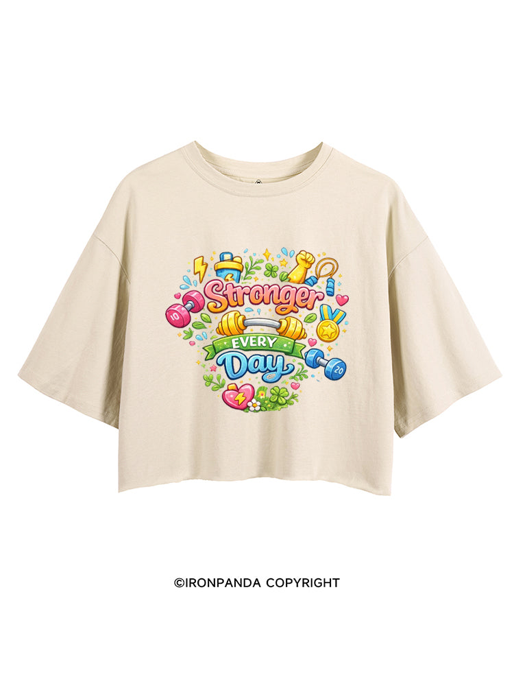 STRONGER EVERY DAY COLORFUL FITNESS CROP TOPS