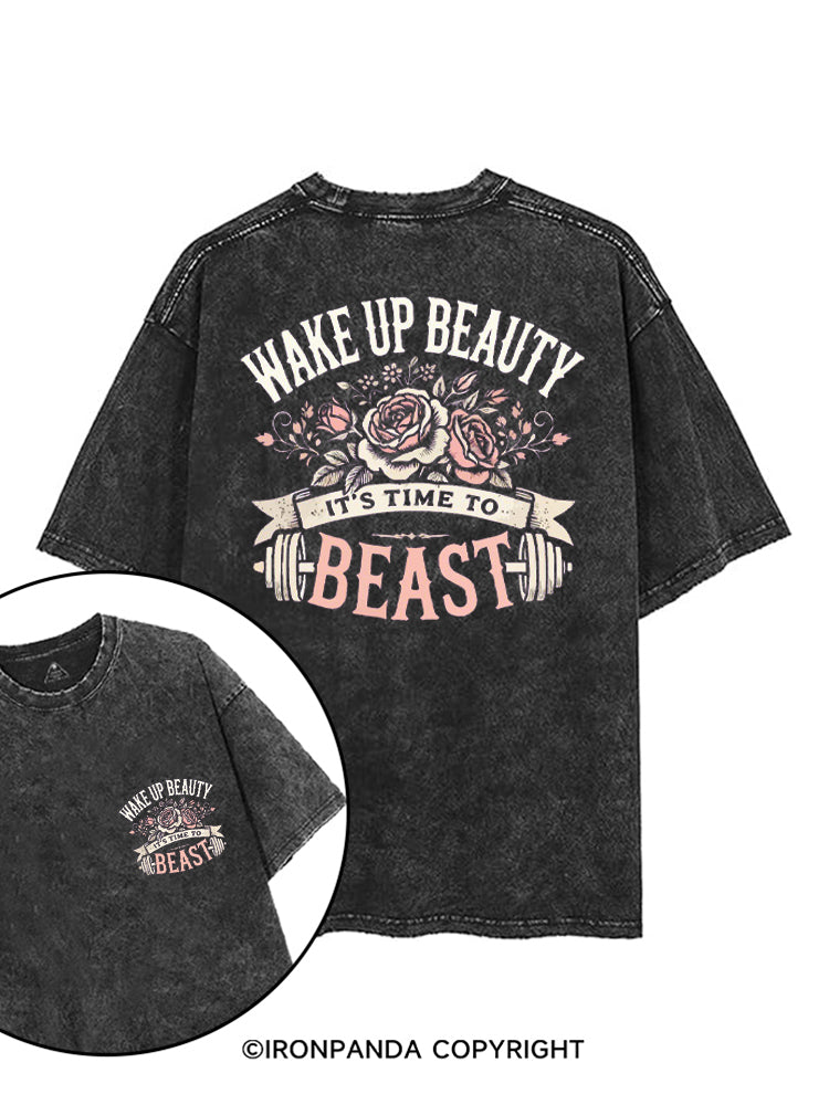 WAKE UP BEAUTY IT'S TIME TO BEAST printed Gym Shirt