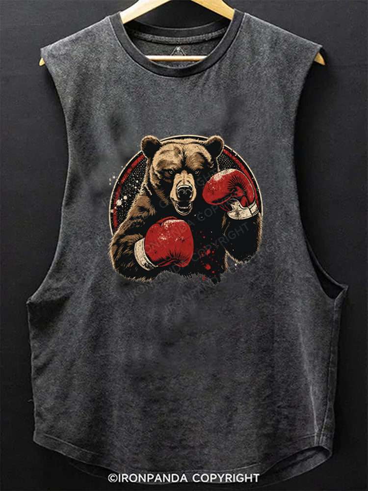 Retro Boxing Bear Scoop Bottom Cotton Tank