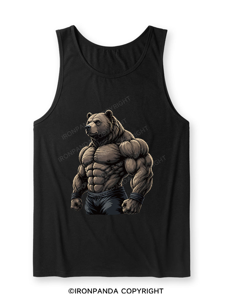 Muscular Bear Bodybuilder Performance Ultra Soft Heather Tank