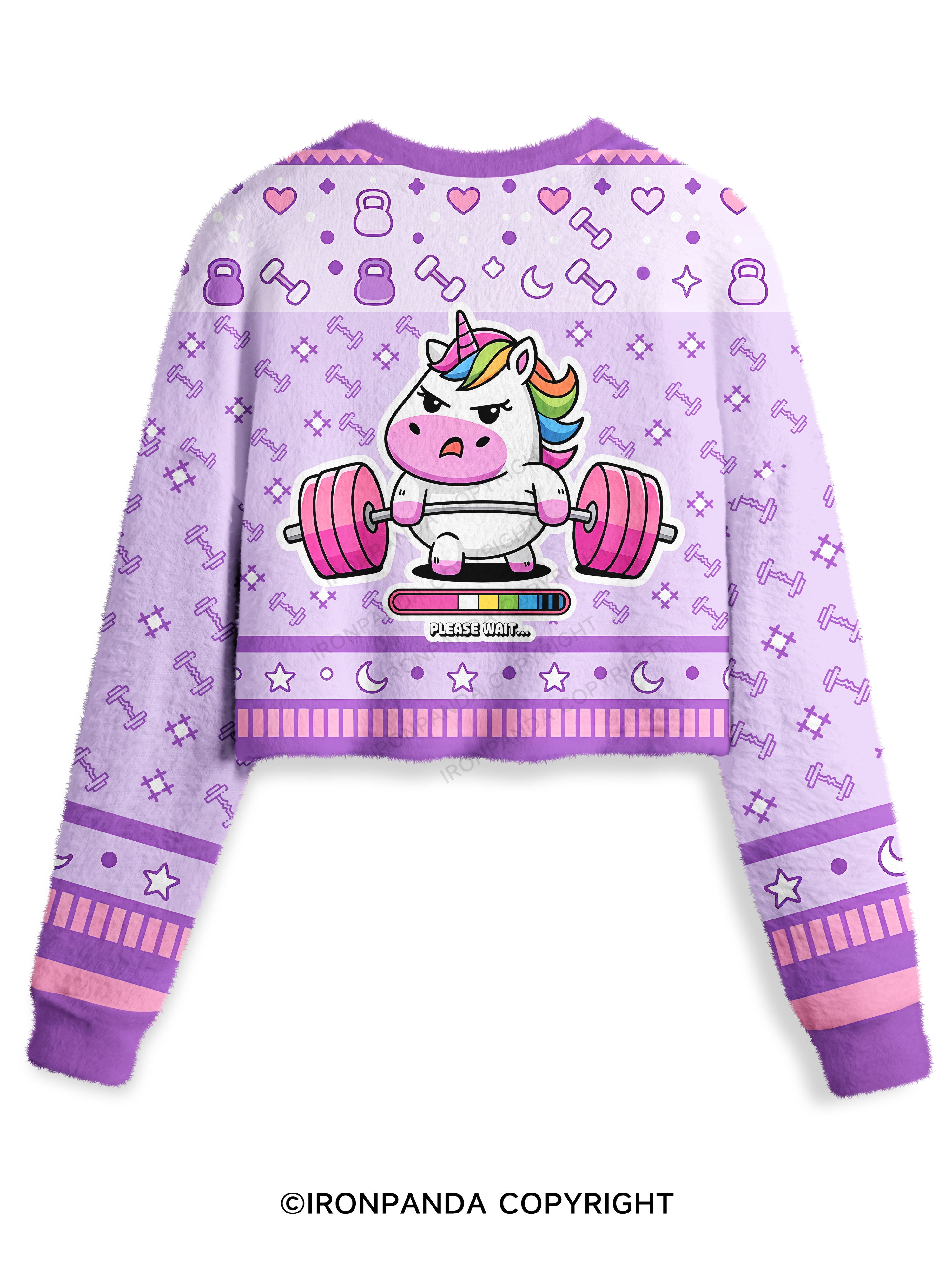 installing muscles gym unicorn Crop Ugly Sweater