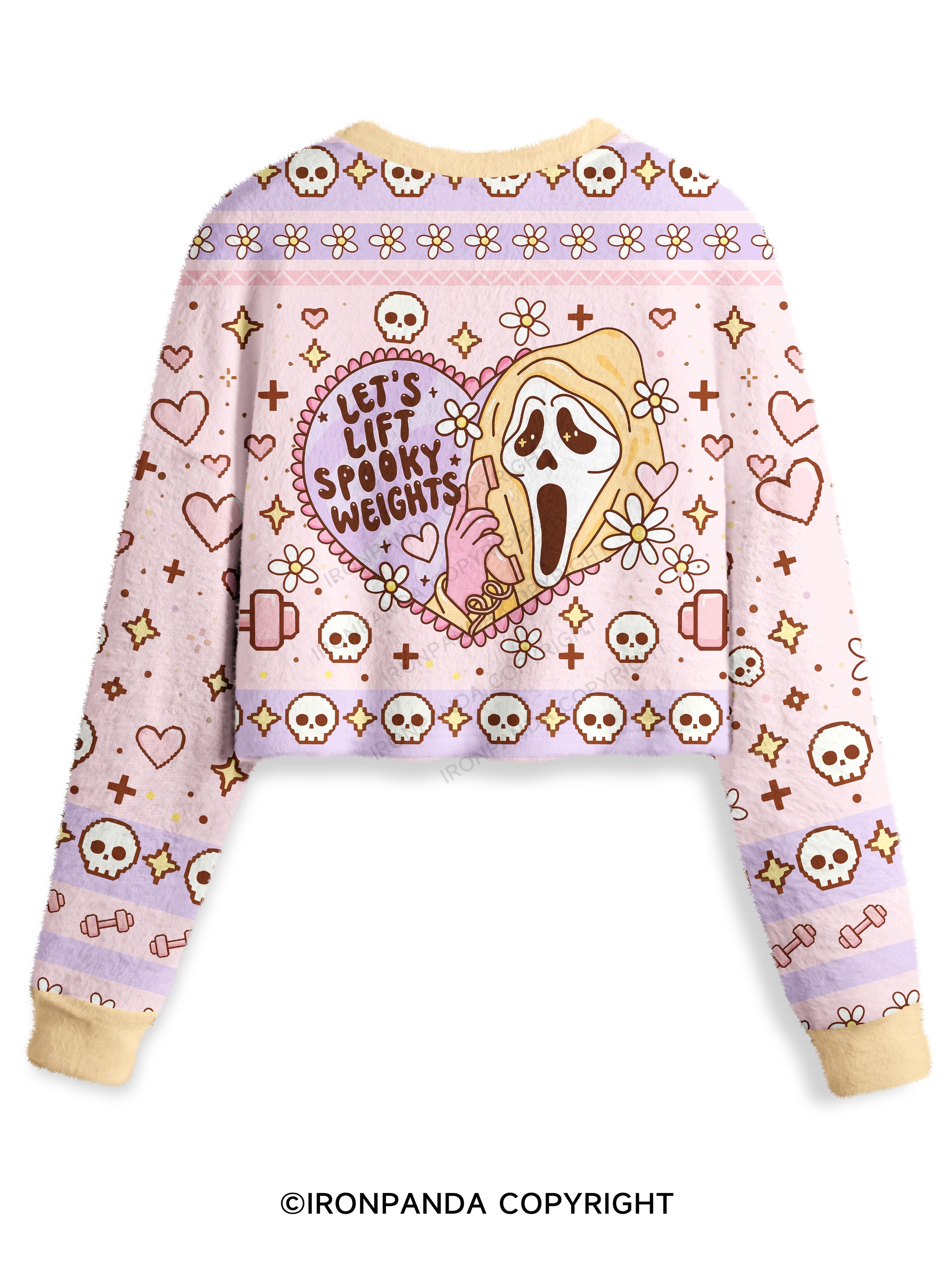 LET'S LIFT SPOOKY WEIGHTS Crop Ugly Sweater