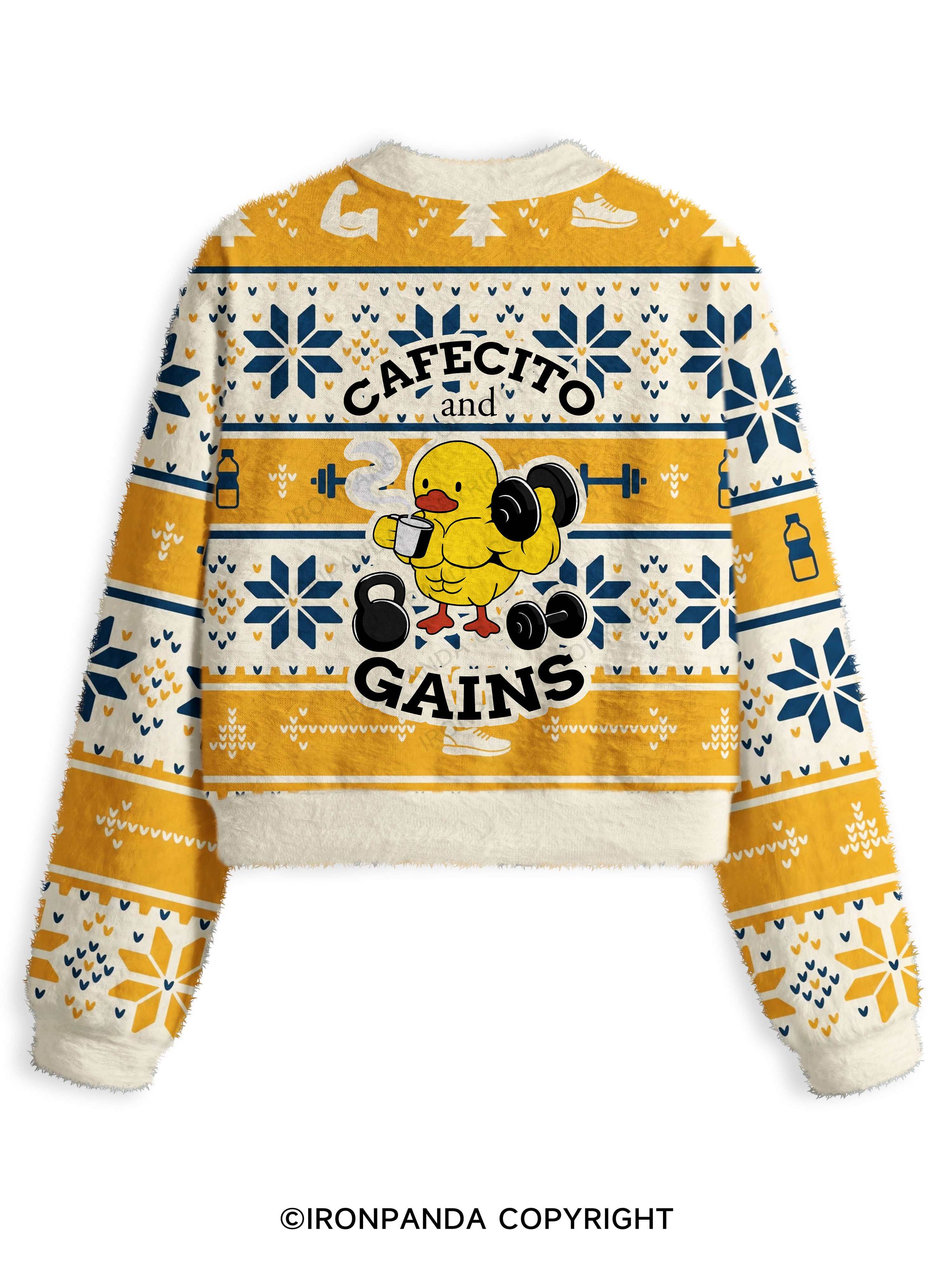 CAFECITO AND GAINS Fuzzy Fleece Crop Sweater