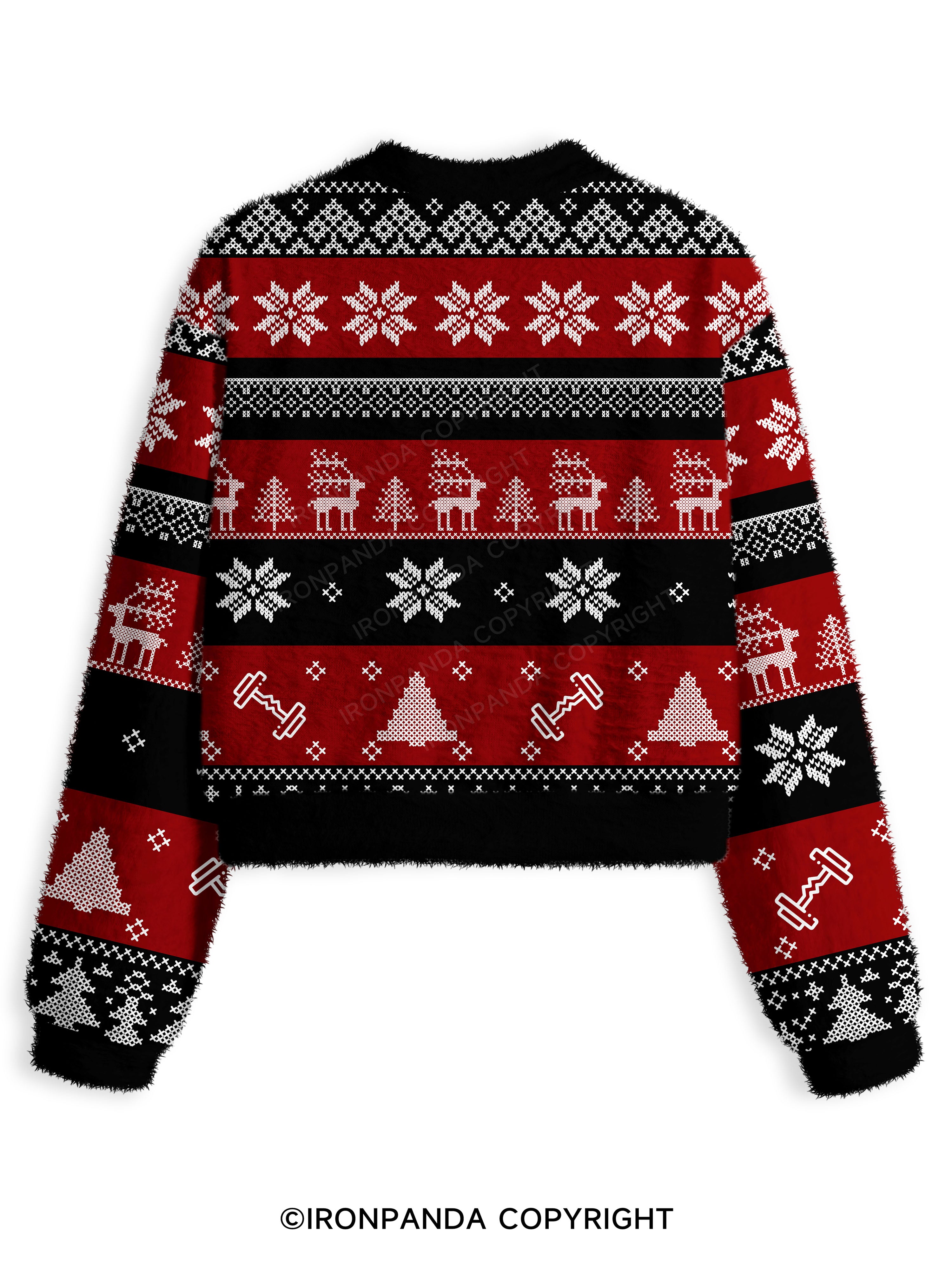 Merry Liftmas Fuzzy Fleece Crop Sweater
