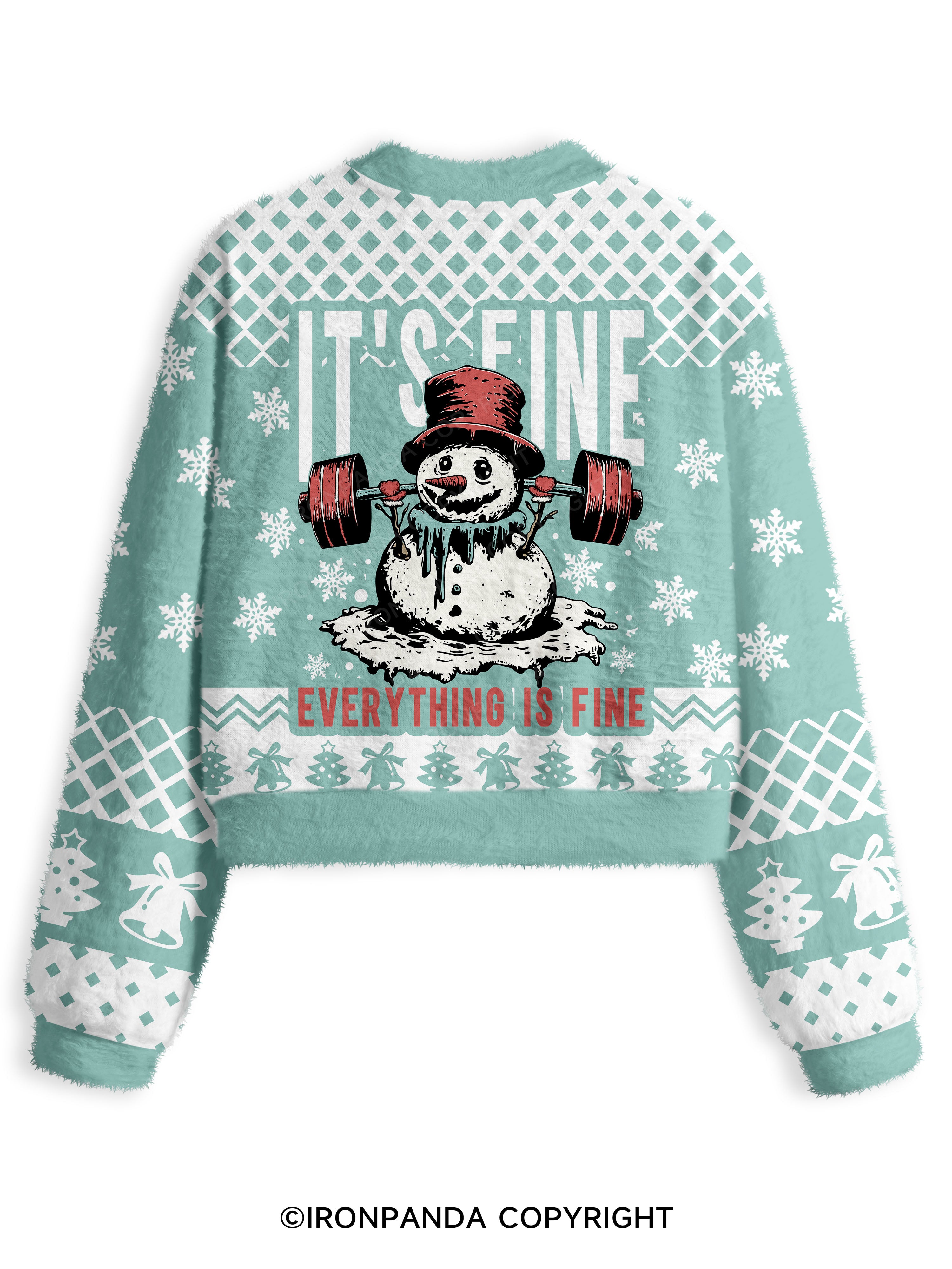 IT'S FINE EVERYTHING IS FINE Fuzzy Fleece Crop Sweater