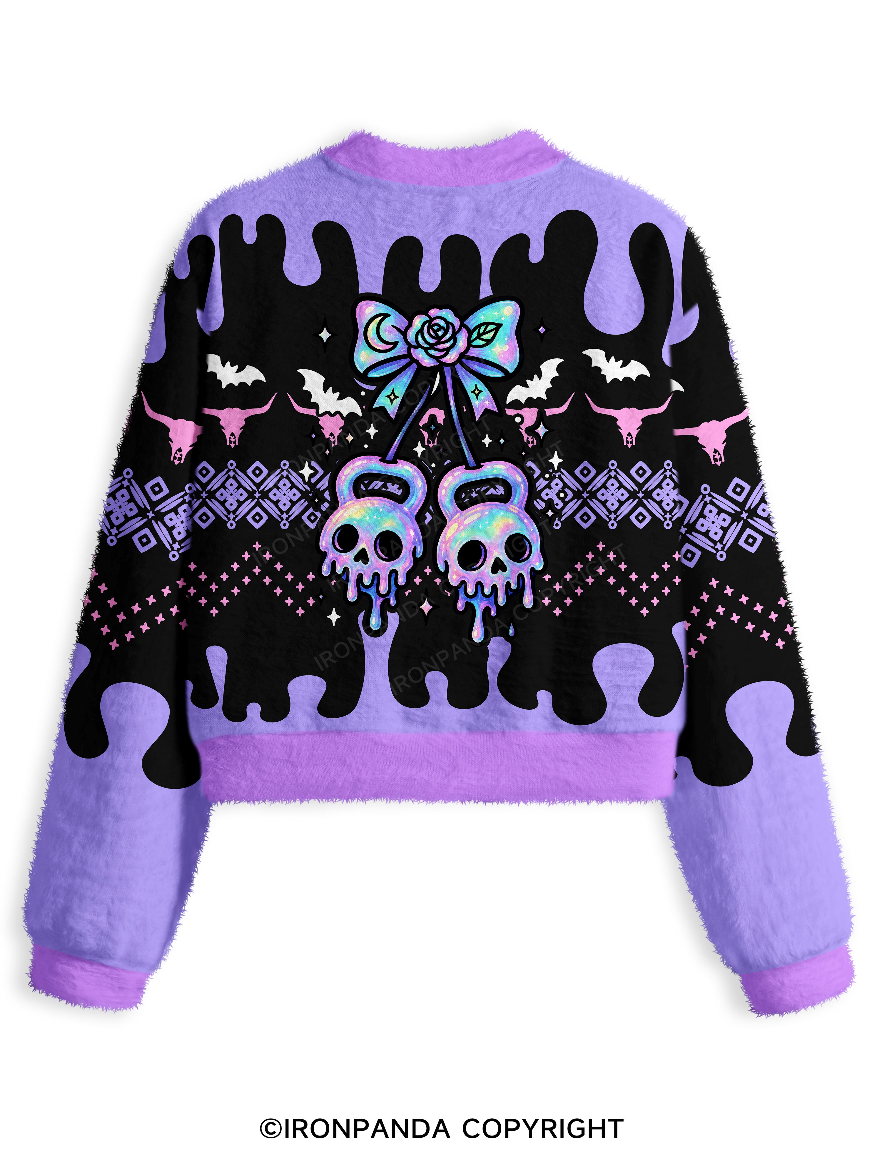GHOST DRIP KETTLEBELLS Fuzzy Fleece Crop Sweater