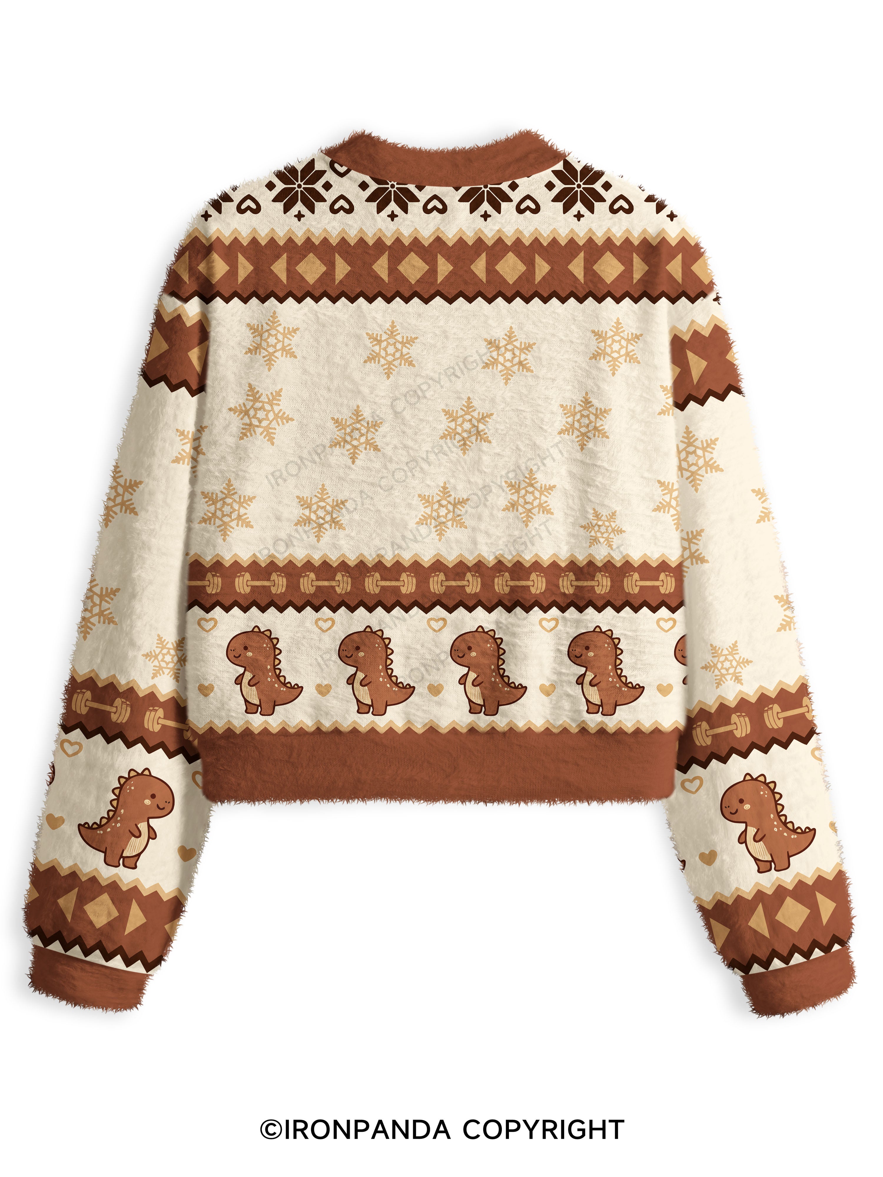 Dino-Sore Lifter Workout Fuzzy Fleece Crop Sweater