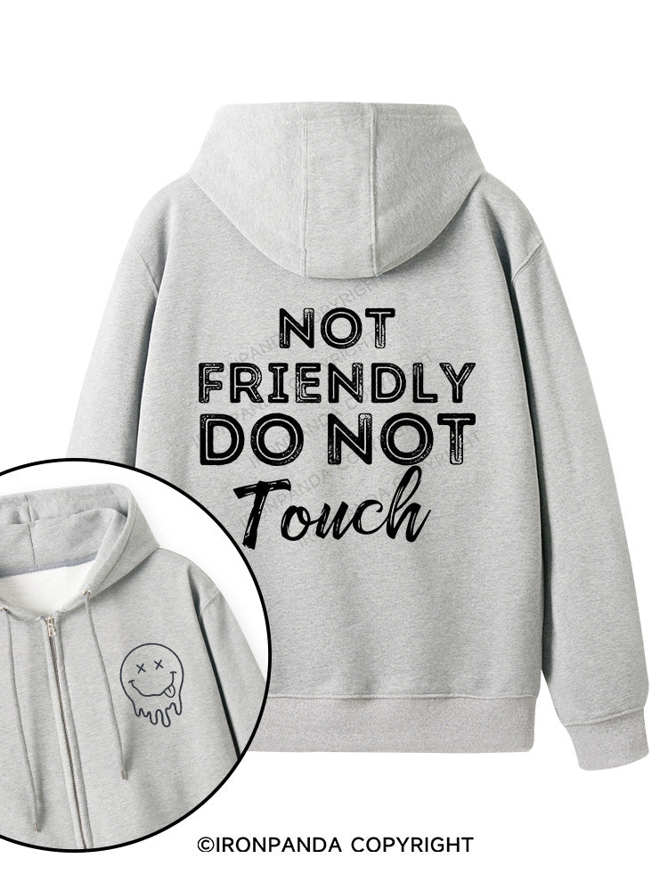 Not friendly, do not touch Double-Sided Printed Fleece Zip Up Hoodie