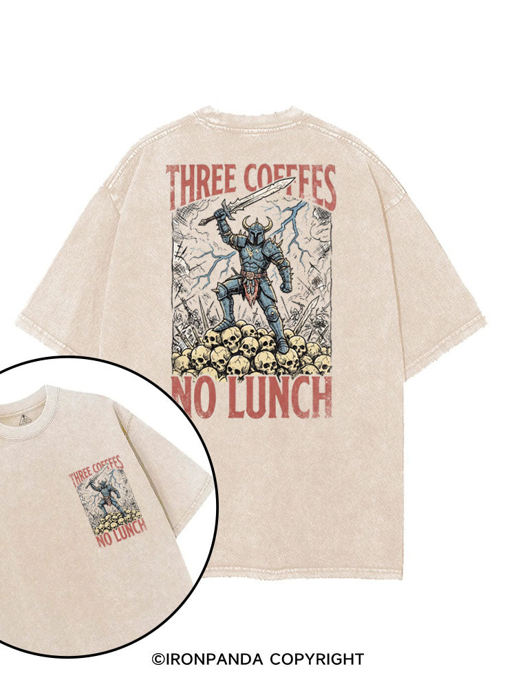 Three Coffees No Lunch printed Gym Shirt