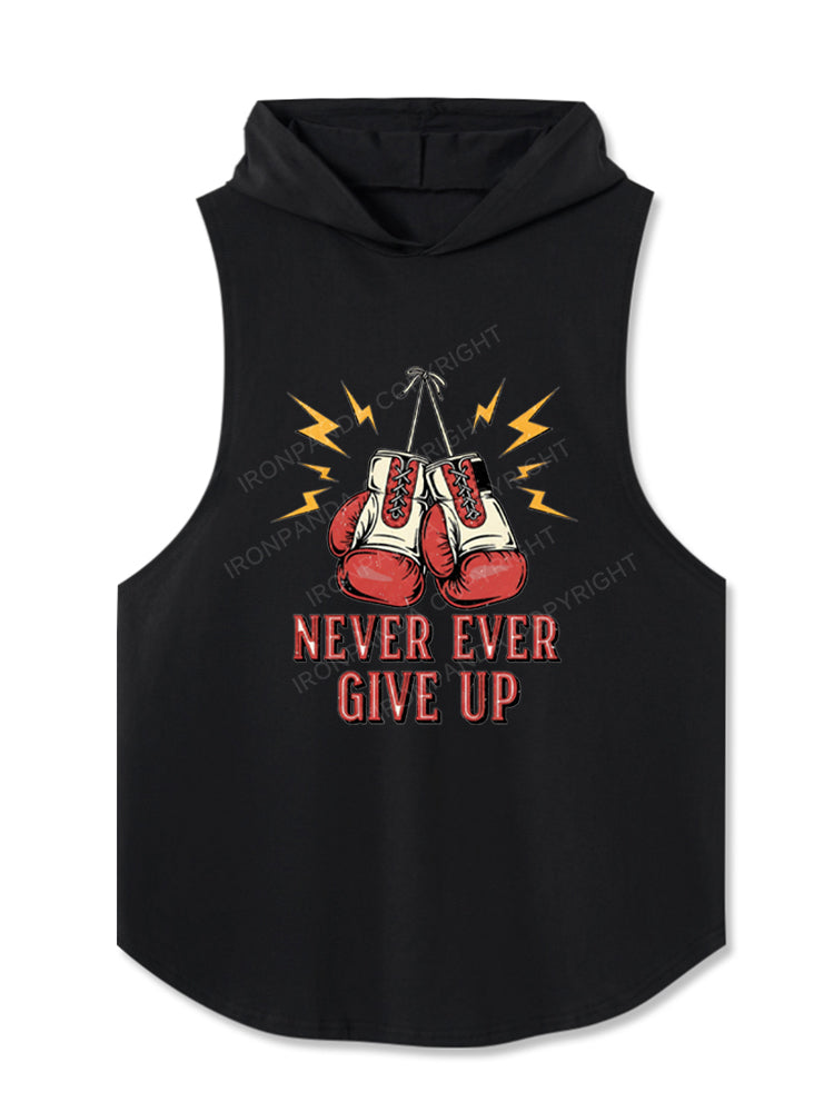 Never Give Up Boxing Gloves Hooded Tank