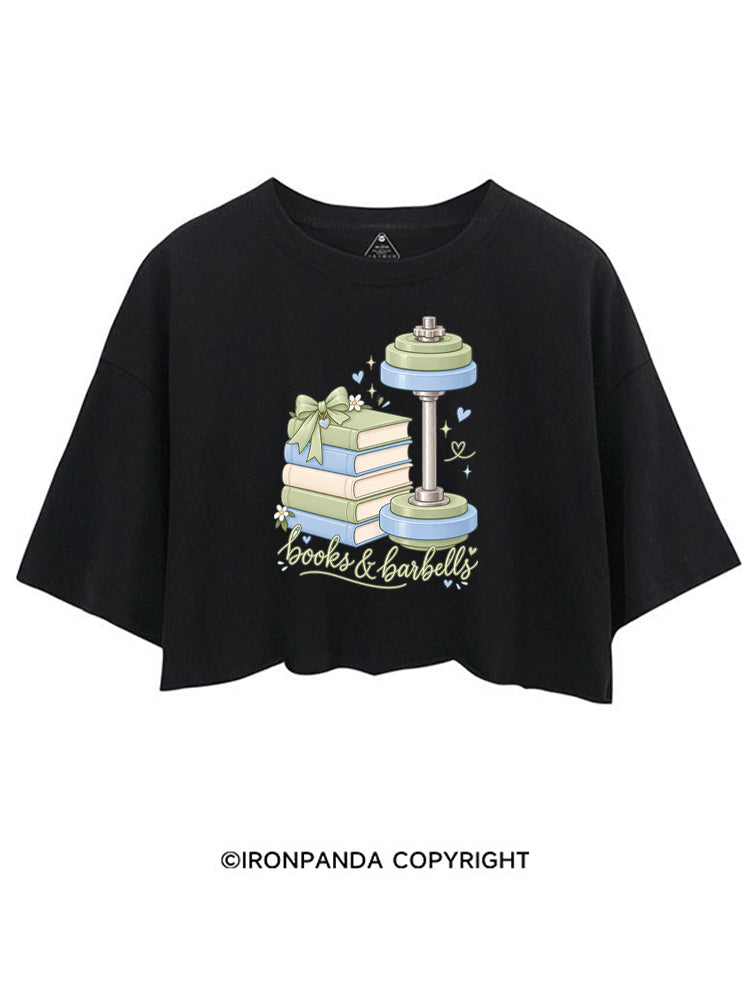 BOOKS & BARBELLS BOOKISH GYM LOVER CROP TOPS