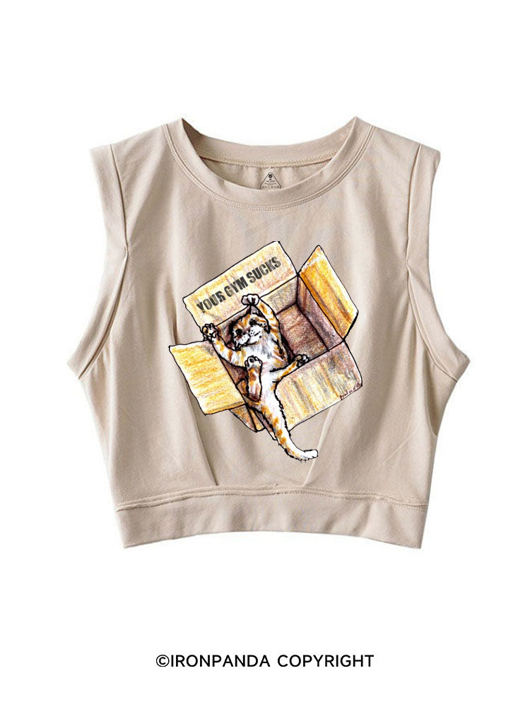 YOUR GYM SUCKS CUTE CAT SLEEVELESS CROP TOPS