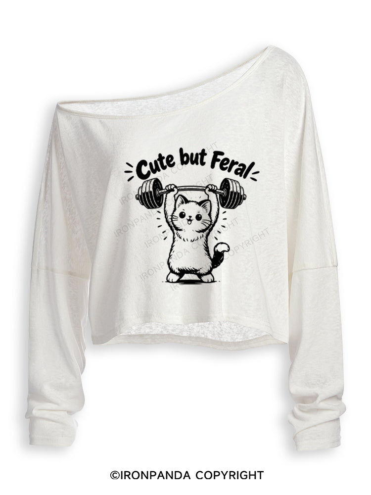 Cute but Feral Off Shoulder Long Sleeve Crop Top