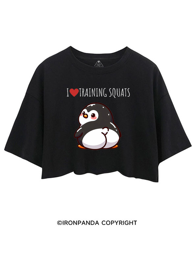 I ❤ TRAINING SQUATS PENGUIN CROP TOPS