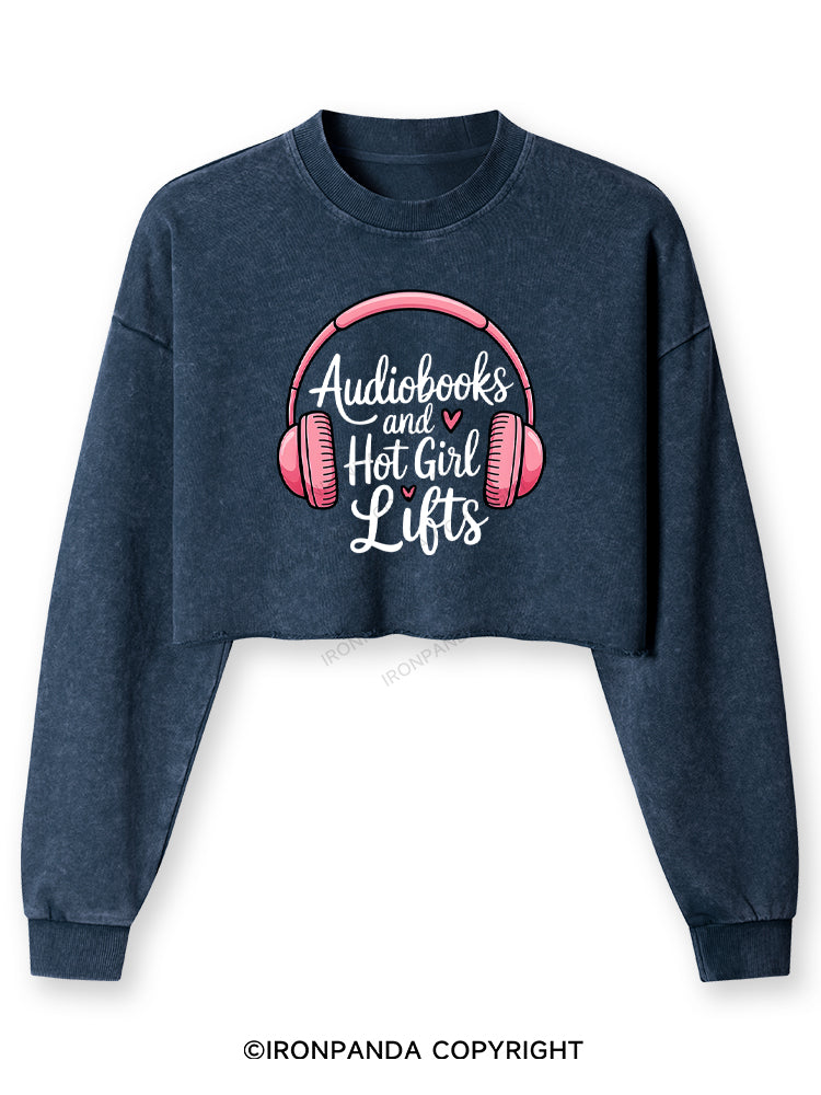 AUDIOBOOKS AND HOT GIRL LIFTS Washed Long-Sleeve Crop Top