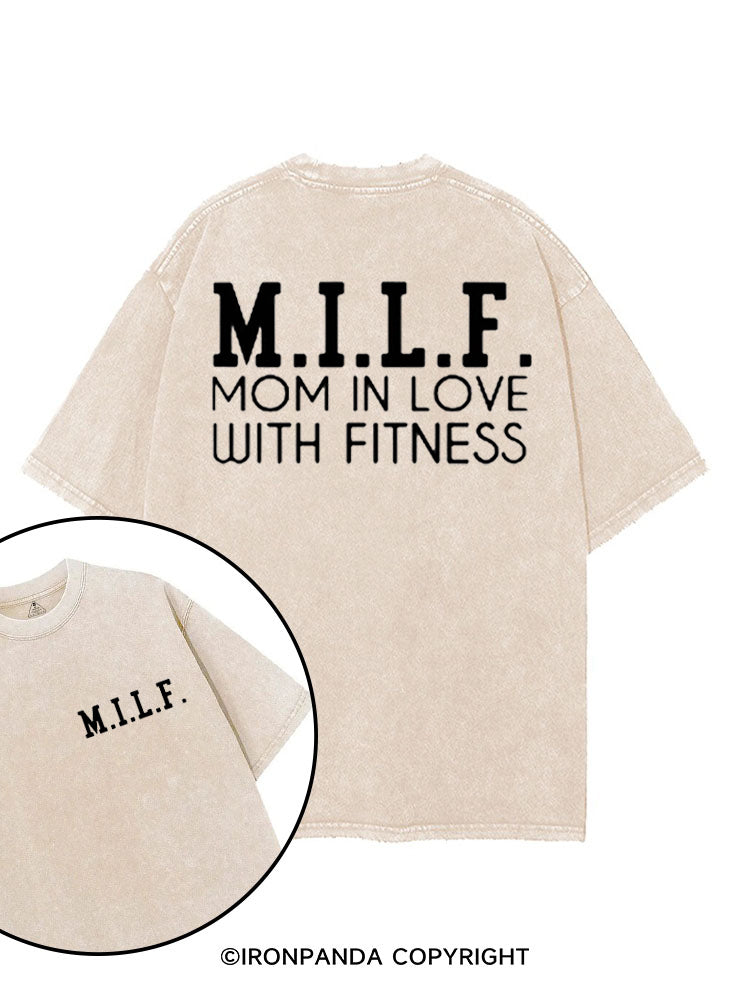 M.I.L.F. MOM IN LOVE WITH FITNESS printed Gym Shirt