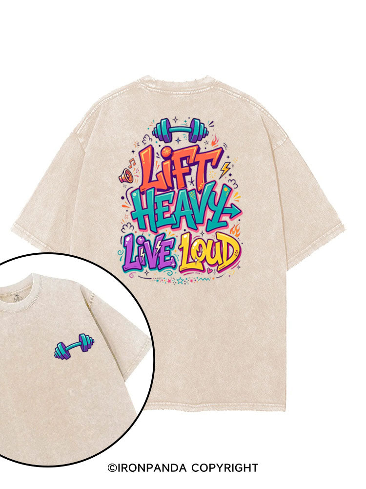LIFT HEAVY LIVE LOUD WORKOUT printed Gym Shirt