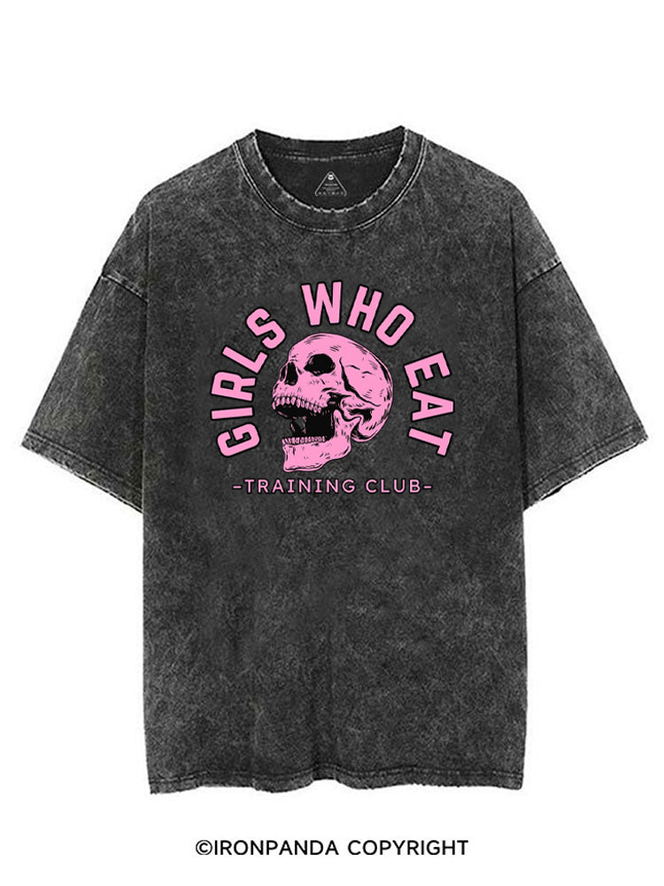 Girls Who Eat Skeleton Weightlifting VINTAGE GYM SHIRT