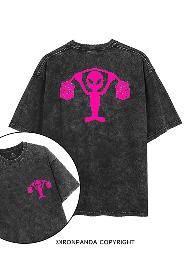 PINK ALIEN POWERLIFTING printed Gym Shirt