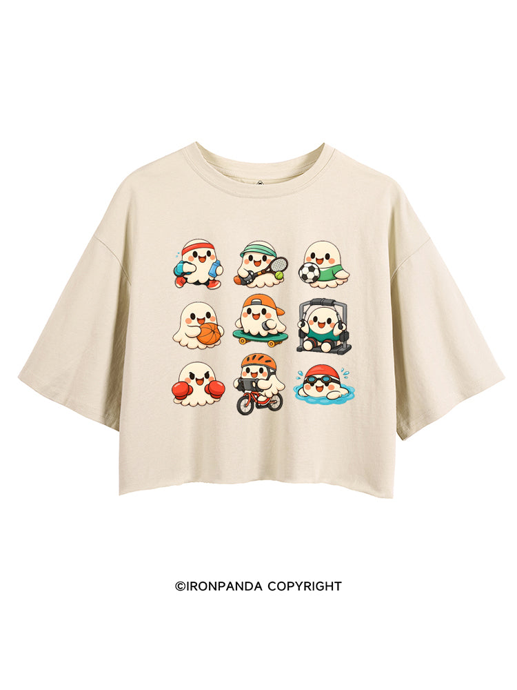 CUTE GHOST SPORTS CROP TOPS