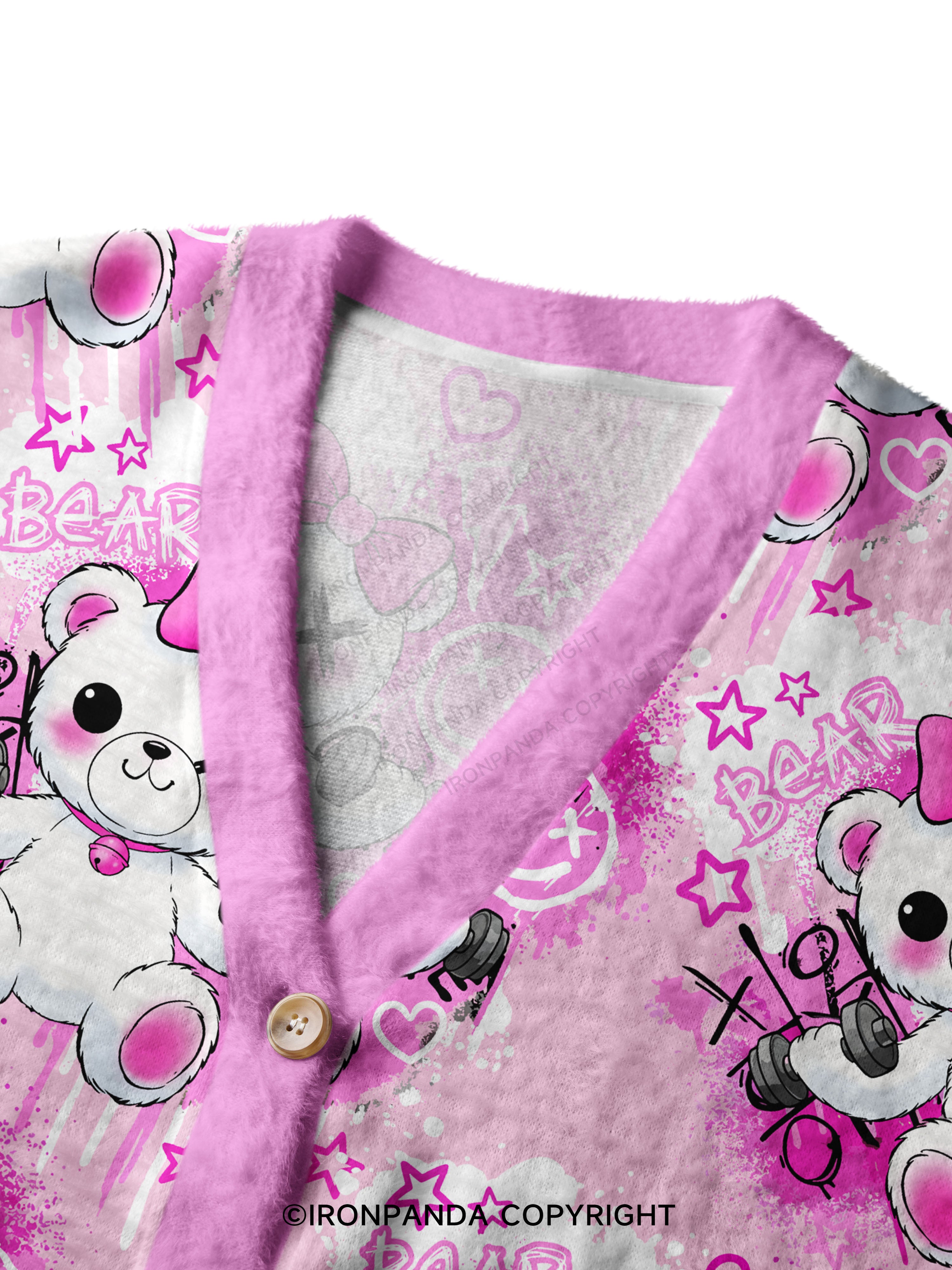 Lifting Bear Ugly Cardigan Sweater