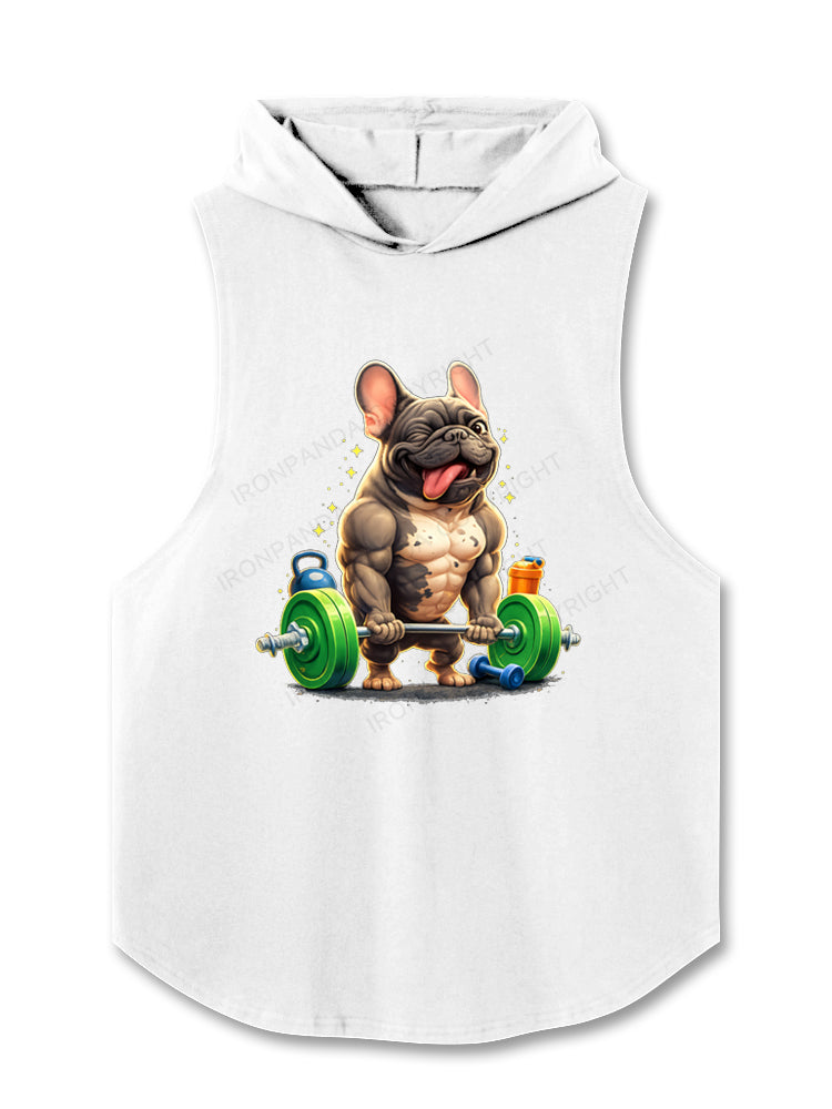 Funny French Bulldog Bodybuilding Hooded Tank